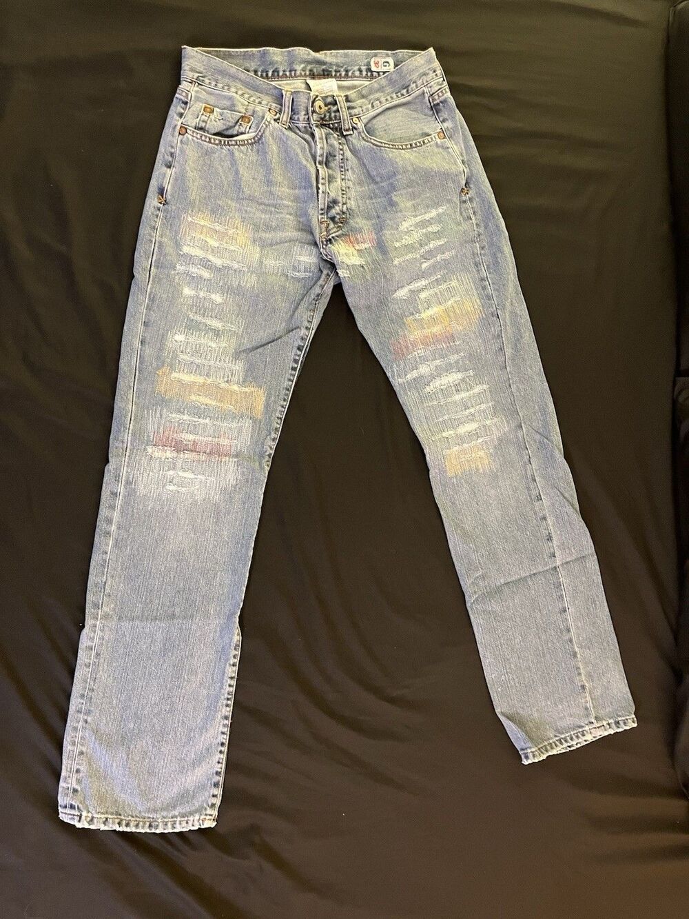 G Brand Distressed Jeans Women's Multicolor Stitching Italy Y2K Vintage